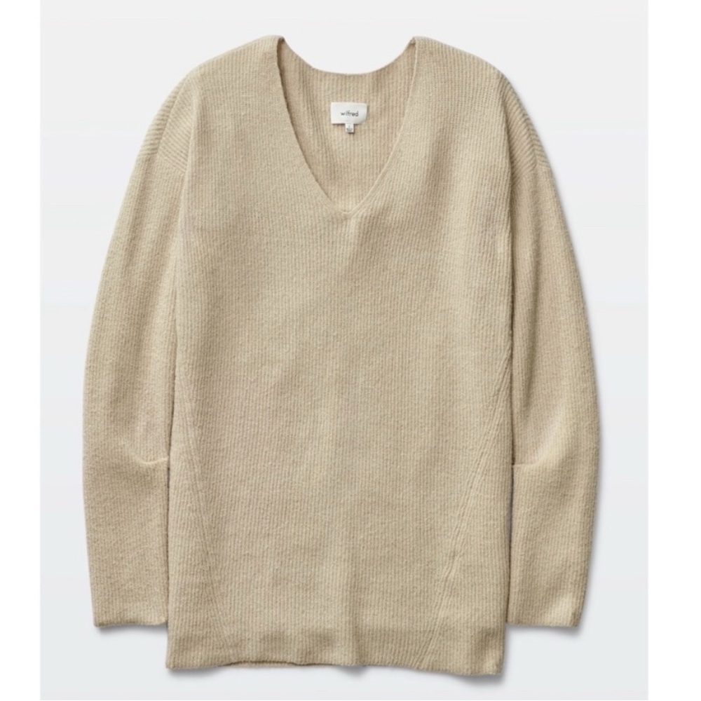 Aritzia Wilfred Hénon Bouclé Knit Tunic Sweater Cream/Oat Large